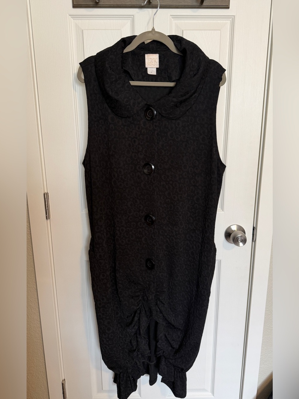 Zadie B Black Sleeveless Button Front Bubble Hem Dress Sz 2X Modest Chic Elegant - Picture 2 of 9
